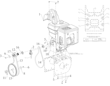 Engine Drive 1 Diagram and Parts List for 3X30-INCHHD (31AH5EVW710)(2023) Cub Cadet Snow Blower